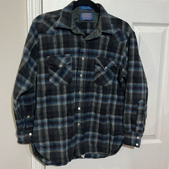 Pendleton Vintage Pendleton Wool Flannel Pearl snap L - Picture 1 of 9
